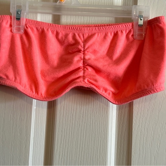 Juniors bandeau bikini top sz 11/13 coral color strapless - Picture 3 of 11